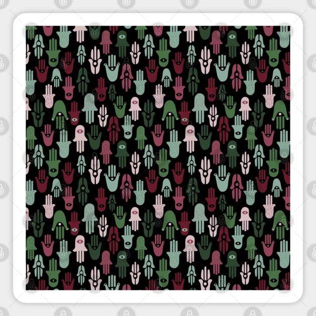 Pink and green hands Magnet by Nosa rez